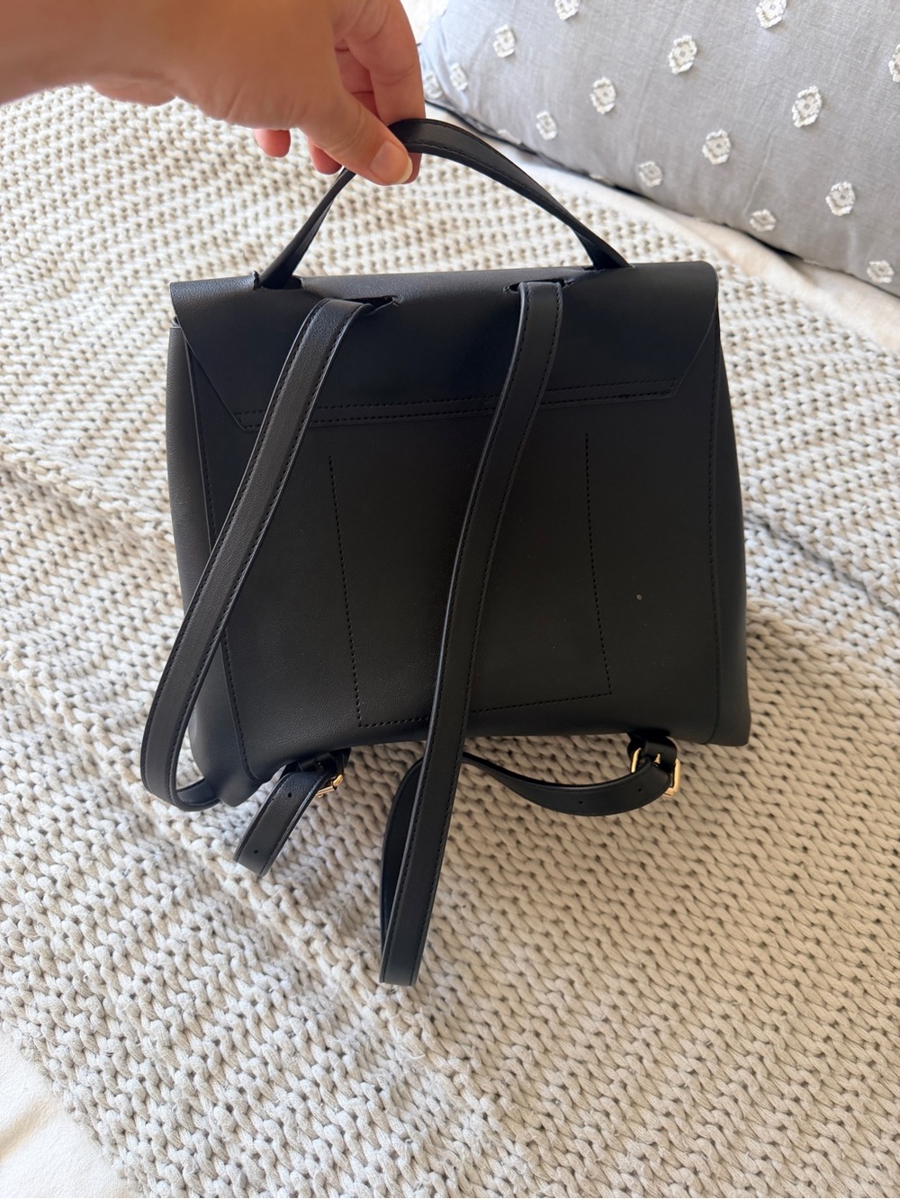 ASOS Black Structured Leather Backpack - Picture 3 of 3